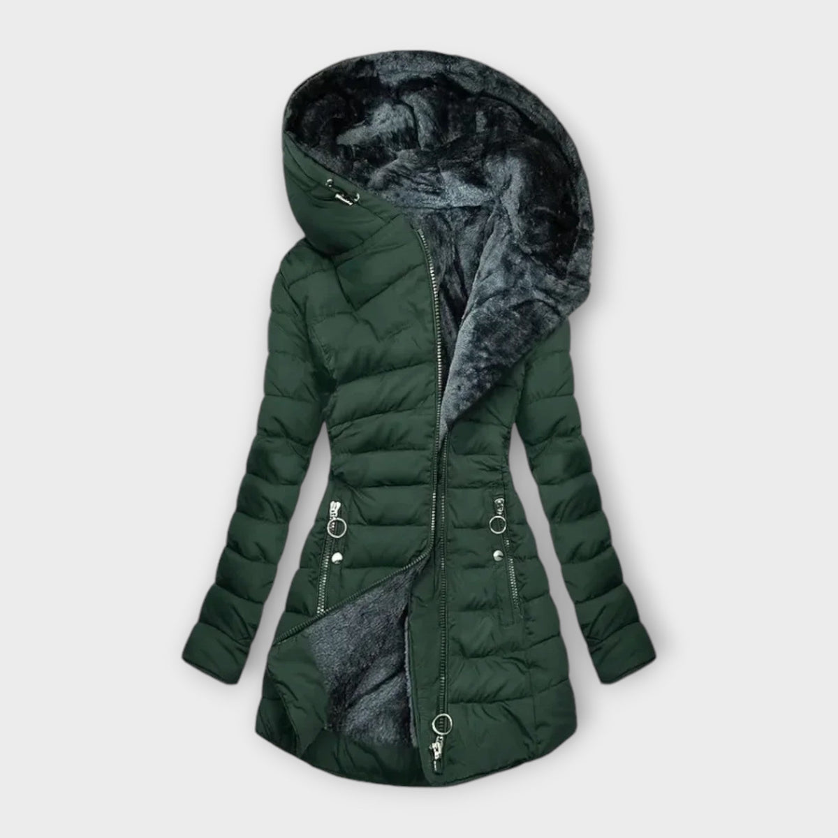 Women's Slim Fit Winter Coat - Black