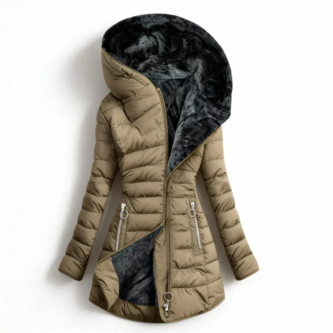Women's Slim Fit Winter Coat - Black