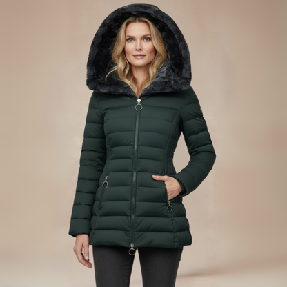 Women's Slim Fit Winter Coat - Black