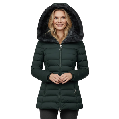 Women's Slim Fit Winter Coat - Olive Green