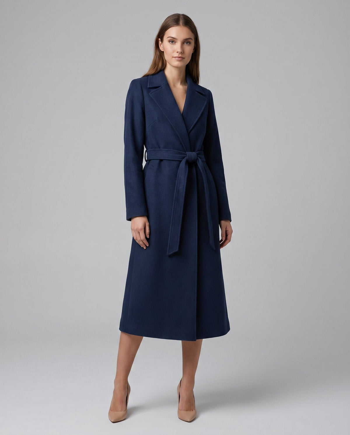 Women's Wool Belted Coat - Navy