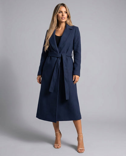 Women's Wool Belted Coat - Navy